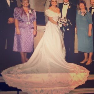 cathedral length white wedding dress